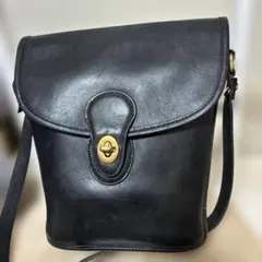 COACH オールドコーチショルダーバッグターンロックヴィンテージ黒斜めがかけ