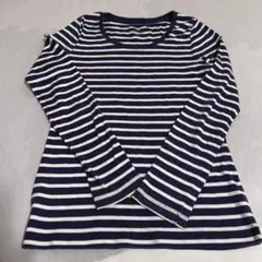 ​【GU】ボーダー長袖Tシャツ Mサイズ ネイビー ホワイト 綿100% スリム