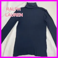 【綺麗】 ラルフローレン タートルネック 薄手 ニット 黒 シルク コットン