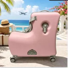 子供が乗れるキャリーケース キッズトラベル M くすみピンク 旅行 帰省のサムネイル