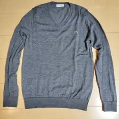 LACOSTE グレー Vネックニット サイズ3 Mサイズ