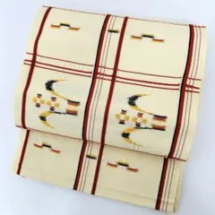 ま*こ様 名古屋帯 正絹 紬 素敵なデザイン 八寸T-9687