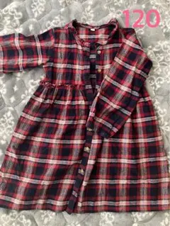 チェック柄 長袖ワンピース 120