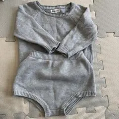 韓国子供服　グレーニットセットアップ　73size