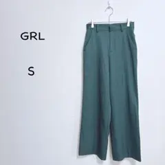 GRL センタープレスパンツ S グリーン スラックス 美シルエット