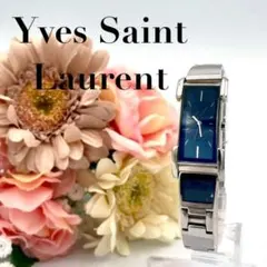 806 大人気 新品電池 YSL イヴサンローラン スクエア 腕時計 ネイビーのサムネイル