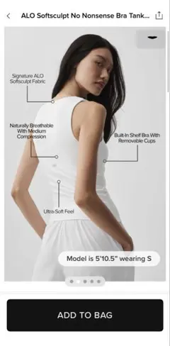 ALO Yoga Softsculpt Bra Tank ホワイト XSのサムネイル