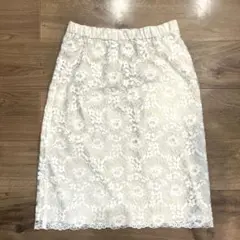 【ウエストゴム】ミッシェルクランMICHEL KLEIN ひざ丈レーススカート