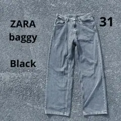 ZARA　Baggy (Wide) Black Denim　US31　バギー　黒