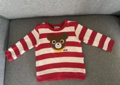 ミキハウス　クマ刺繍 赤白ストライプ ニットセーター　80cm