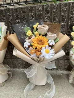 ひまわりブーケ かぎ針編み ガラス花瓶付き ひまわりブーケ かぎ針編み ガラス花瓶付き - メルカリ