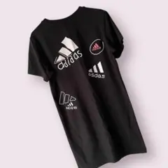 ★★adidas アディダス黒★ロゴ　Tシャツ　ロング　バックプリント