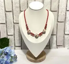 倉庫在庫処分! 新品 とんぼ玉 レッド ネックレス T-010