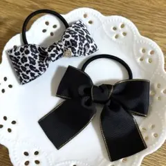 グログランリボン ヘアゴム 2個セット