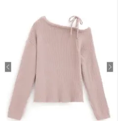 リブ編みオフショルダーセーター