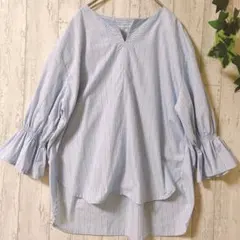 A DAY IN THE LIFE ストライプ Vネック ブラウス