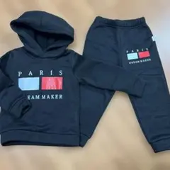 SHEIN ブラック フード付きスウェットセットアップ 2-3Y