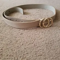 ベージュ 合成皮革 ダブルリングベルト
