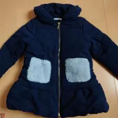 ネイビー 中綿コート フリースポケット付き