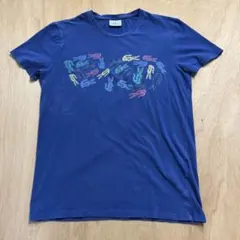 【LACOSTE】ラコステ 総柄 ワニプリント Tシャツ ブルーのサムネイル