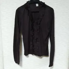 r*i様 フリルVネックカットソー ブラウン M