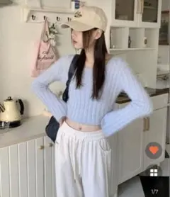 nugu リブ松葉柄ニット