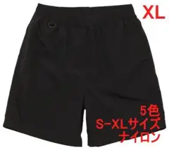ナイロンショーツ ハーフパンツ 無地 短パン ショートパンツ XL ブラック