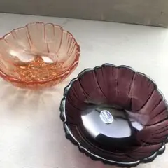 ボヘミア　カラーボウル　ガラス鉢　小鉢　小皿　プレート　ピンク　紫のサムネイル