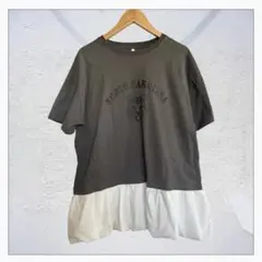 NORTH CAROLINA ロゴ 異素材切替 Tシャツ L