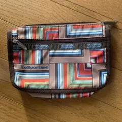 マルチカラーの幾何学模様のレスポートサックのナイロン製ポーチ