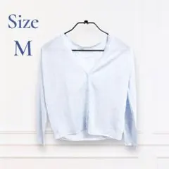 夏 サマー GU ジーユーライトブルー 水色 Vネック カーディガン M 綺麗