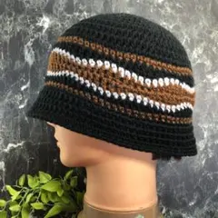 黒　ブラウン　クラッシャーハット　ブラック　バケットハット　クロシェハット　古着