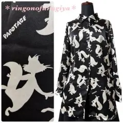 【SALE】レトロ● papotageキャラクターシャツ●サテン●日本製●美品のサムネイル