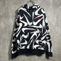 【良品】NIKE｜ナイキ，総柄，スウッシュ，刺繍，パーカー