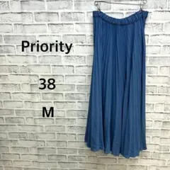 ☆プライオリティ　Priority プリーツスカート ロングスカート ブルー Mのサムネイル