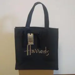 Harrods ストーン装飾 ブラックトートバッグ