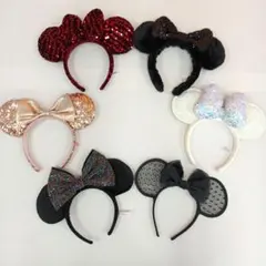 ディズニーリゾート　ミニー　カチューシャ　6点セット　スパンコール　レース など