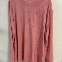 ピンク 長袖Tシャツ サイズL ボタン付き