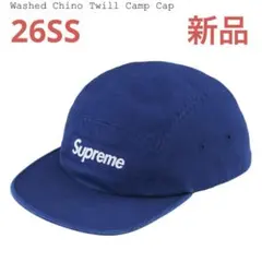 新品 Supreme Washed Chino Twill Camp Cap 青