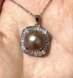 全品半額セール 大粒12.5mm 天然パール ネックレス 紫 真珠ペンダント