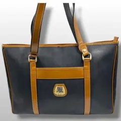 LANCEL ランセル トートバッグ レザー PVC ネイビー ブラウン A4