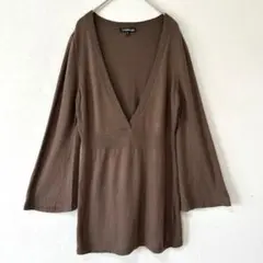 ▽ヴィンテージ　カシミヤ混合　ニット　チュニック　フレア袖　柔らか　ゆったり