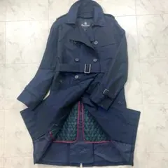 美品 アクアスキュータム トレンチコート キルティングライナー付 ロング丈 紺