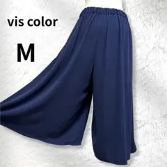 vis color ガウチョパンツ ネイビー M ウエストゴム 春夏　キュロット