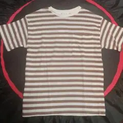 ZARA　ボーダー柄 ポケット付き Tシャツ ブラウンのサムネイル