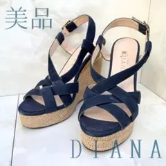 【美品】 DAIANA ダイアナ サンダル ネイビー 麻ソール 厚底