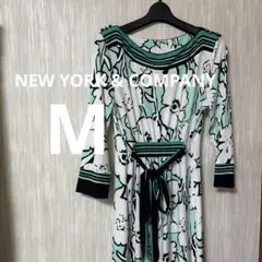 NEW YORK & COMPANY ワンピース　【M】　グリーン　フラワー
