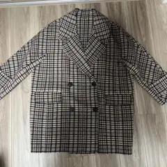 Mila Owen フラップポケットハーフ丈コクーン接結コート チェック柄