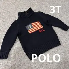 ★水通しのみ★ アメリカ国旗刺繍 ハイネックセーター 3T