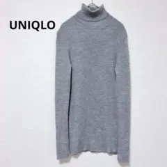 ユニクロ グレー エクストラファインメリノ リブタートルネック セーター